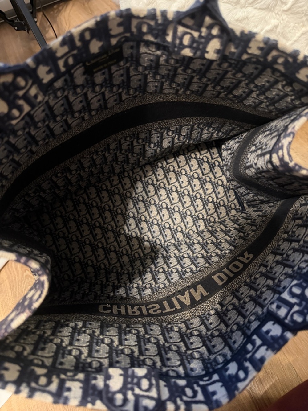 Dior Navy and Cream Large Book Tote - Picture 5 of 10